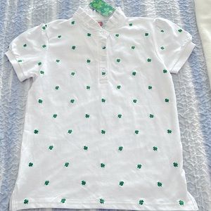 Girls size9-10 white/green shamrocks.